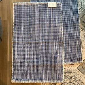 Blue and White Woven Rug